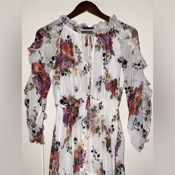 Basil & Lola Chiffon‎ Coquette Milkmaid Sheer Floral Mini Dress Fairycore Size M - Picture 7 of 7